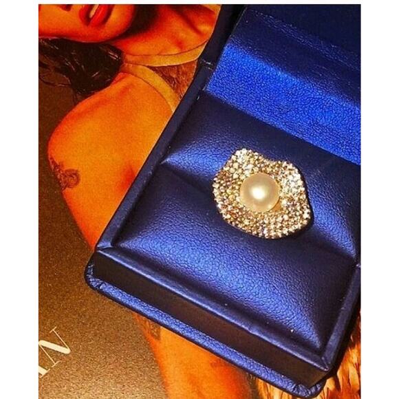 $275 Cultured Freshwater Pearl & Sterling 1 3/8 CT TGW Cubic Zirconia Ring - Picture 12 of 14